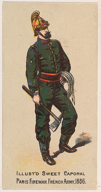 Paris Fireman, French Army, 1886, from the Military Series (N224) issued by Kinney Tobacco Company to promote Sweet Caporal Cigarettes