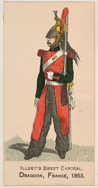 Dragoon, France, 1853, from the Military Series (N224) issued by Kinney Tobacco Company to promote Sweet Caporal Cigarettes