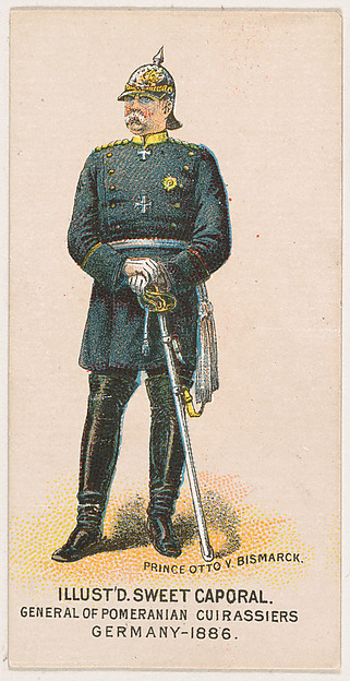 General, Pomeranian Cuirassiers, Germany, 1886, from the Military Series (N224) issued by Kinney Tobacco Company to promote Sweet Caporal Cigarettes