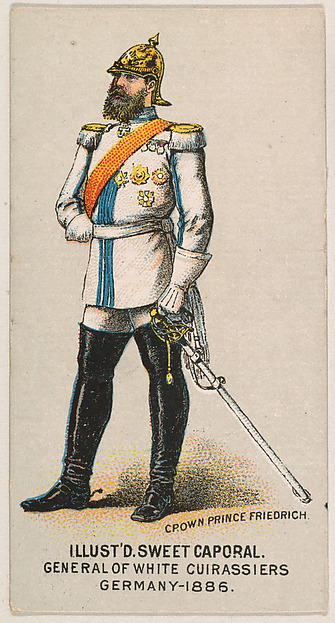 General, White Cuirassiers, Germany, 1886, from the Military Series (N224) issued by Kinney Tobacco Company to promote Sweet Caporal Cigarettes