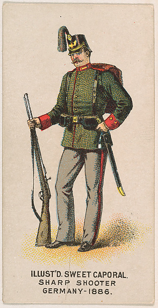 Sharp-shooter, Germany, 1886, from the Military Series (N224) issued by Kinney Tobacco Company to promote Sweet Caporal Cigarettes