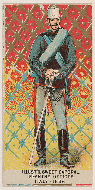 Infantry Officer, Italy, 1886, from the Military Series (N224) issued by Kinney Tobacco Company to promote Sweet Caporal Cigarettes by Kinney Brothers Tobacco Company, The Metropolitan Museum of Art