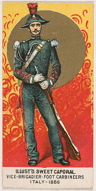 Vice-Brigadier, Foot Carbineers, Italy, 1886, from the Military Series (N224) issued by Kinney Tobacco Company to promote Sweet Caporal Cigarettes