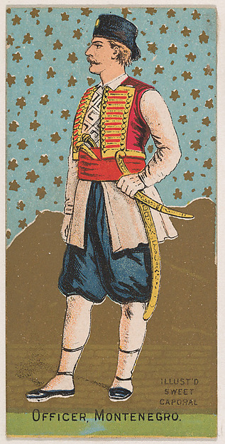 Officer, Montenegro, from the Military Series (N224) issued by Kinney Tobacco Company to promote Sweet Caporal Cigarettes