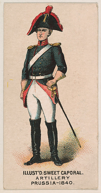 Artillery, Prussia, 1840, from the Military Series (N224) issued by Kinney Tobacco Company to promote Sweet Caporal Cigarettes