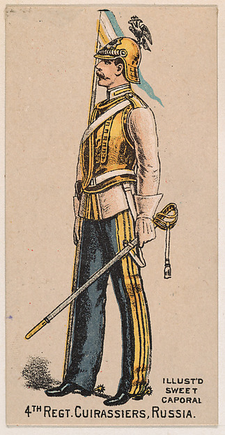 4th Regiment, Cuirassiers, Russia, from the Military Series (N224) issued by Kinney Tobacco Company to promote Sweet Caporal Cigarettes