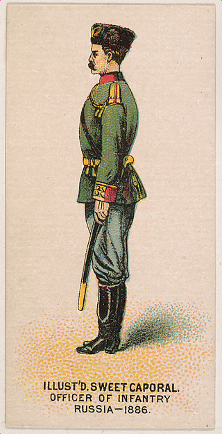 Officer of Infantry, Russia, 1886, from the Military Series (N224) issued by Kinney Tobacco Company to promote Sweet Caporal Cigarettes