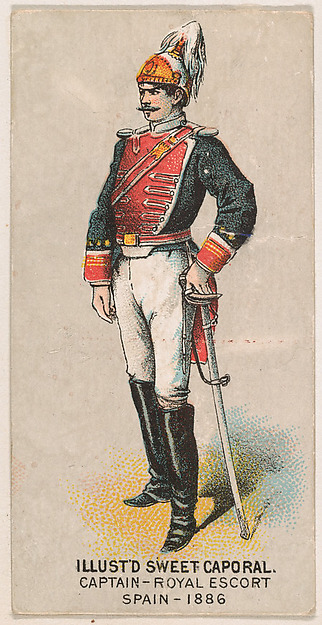 Captain, Royal Escort, Spain, 1886, from the Military Series (N224) issued by Kinney Tobacco Company to promote Sweet Caporal Cigarettes
