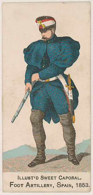 Foot Artillery, Spain, 1853, from the Military Series (N224) issued by Kinney Tobacco Company to promote Sweet Caporal Cigarettes
