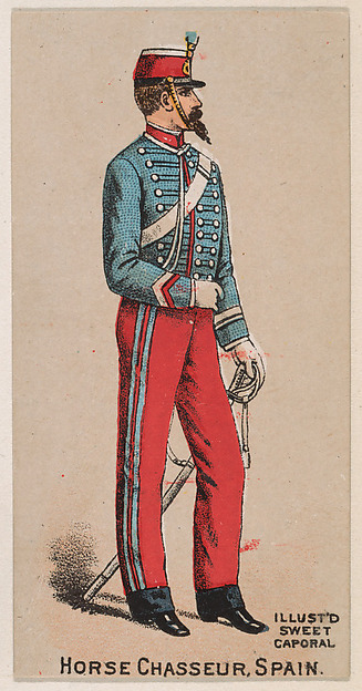 Horse Chasseur, Spain, from the Military Series (N224) issued by Kinney Tobacco Company to promote Sweet Caporal Cigarettes