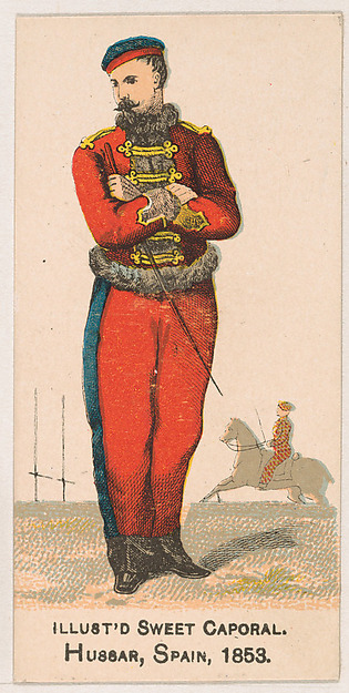 Hussar, Spain, 1853, from the Military Series (N224) issued by Kinney Tobacco Company to promote Sweet Caporal Cigarettes