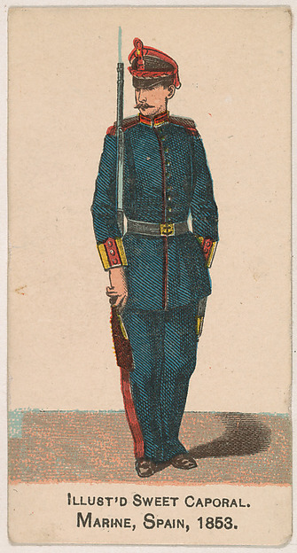 Marine, Spain, 1853, from the Military Series (N224) issued by Kinney Tobacco Company to promote Sweet Caporal Cigarettes