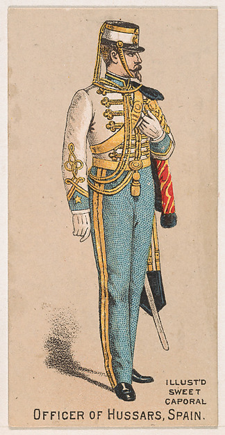 Officer of Hussars, Spain, from the Military Series (N224) issued by Kinney Tobacco Company to promote Sweet Caporal Cigarettes