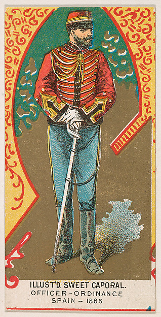 Officer, Ordinance, Spain, 1886, from the Military Series (N224) issued by Kinney Tobacco Company to promote Sweet Caporal Cigarettes