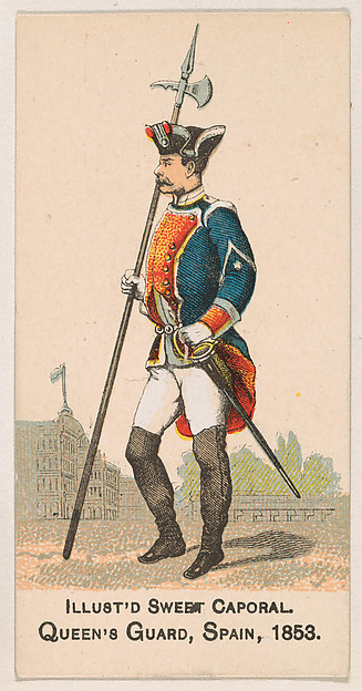Queen's Guard, Spain, 1853, from the Military Series (N224) issued by Kinney Tobacco Company to promote Sweet Caporal Cigarettes