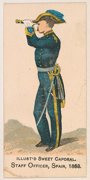 Staff Officer, Spain, 1853, from the Military Series (N224) issued by Kinney Tobacco Company to promote Sweet Caporal Cigarettes