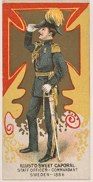 Staff Officer-Commandant, Sweden, 1886, from the Military Series (N224) issued by Kinney Tobacco Company to promote Sweet Caporal Cigarettes