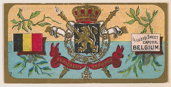 Coat of Arms, Belgium, from the Military Series (N224) issued by Kinney Tobacco Company to promote Sweet Caporal Cigarettes