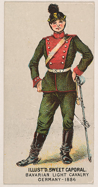 Bavarian Light Cavalry, Germany, 1886, from the Military Series (N224) issued by Kinney Tobacco Company to promote Sweet Caporal Cigarettes