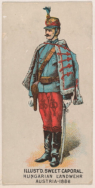 Hungarian Landwehr, Austria, 1886, from the Military Series (N224) issued by Kinney Tobacco Company to promote Sweet Caporal Cigarettes