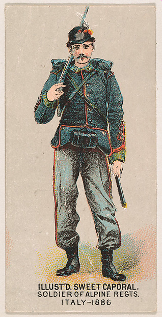 Soldier of Alpine Regiments, Italy, 1886, from the Military Series (N224) issued by Kinney Tobacco Company to promote Sweet Caporal Cigarettes