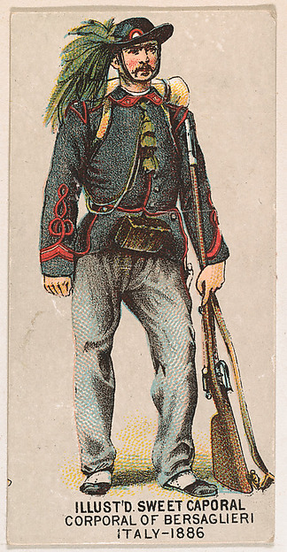 Corporal of Bersaglieri, Italy, 1886, from the Military Series (N224) issued by Kinney Tobacco Company to promote Sweet Caporal Cigarettes
