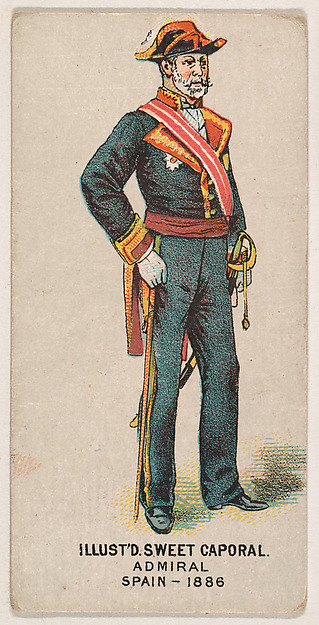 Admiral, Spain, 1886, from the Military Series (N224) issued by Kinney Tobacco Company to promote Sweet Caporal Cigarettes