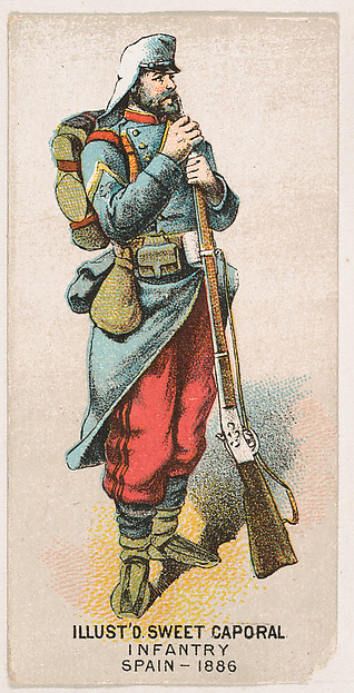 Infantry, Spain, 1886, from the Military Series (N224) issued by Kinney Tobacco Company to promote Sweet Caporal Cigarettes