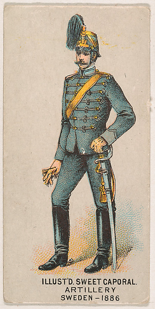 Artillery, Sweden, 1886, from the Military Series (N224) issued by Kinney Tobacco Company to promote Sweet Caporal Cigarettes