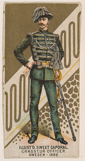 Chasseur Officer, Sweden, 1886, from the Military Series (N224) issued by Kinney Tobacco Company to promote Sweet Caporal Cigarettes