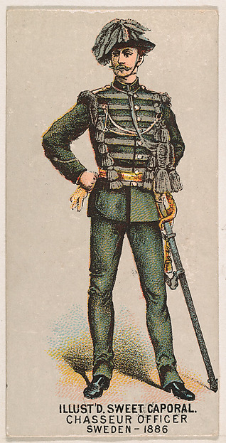 Chasseur Officer, Sweden, 1886, from the Military Series (N224) issued by Kinney Tobacco Company to promote Sweet Caporal Cigarettes