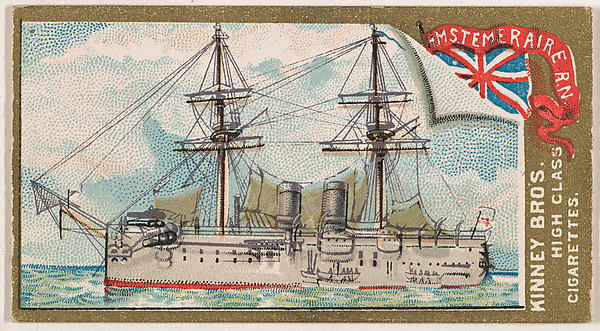 H.M.S. Temeraire, Royal Navy, from the Naval Vessels of the World series (N226) issued by Kinney Bros.