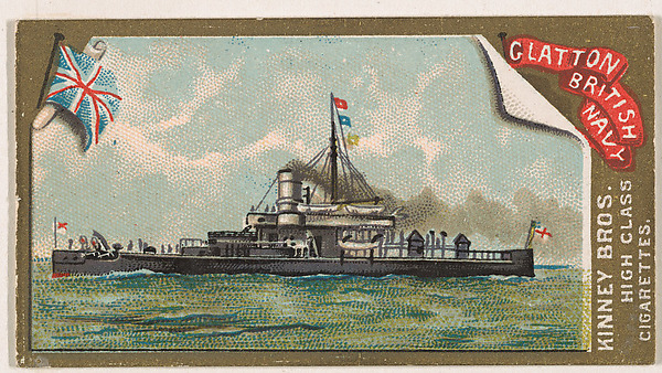 H.M.S. Glatton, British Navy, from the Naval Vessels of the World series (N226) issued by Kinney Bros.