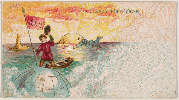 Happy New Year 1890, from the New Years 1890 series (N227) issued by Kinney Bros. by Kinney Brothers Tobacco Company, The Metropolitan Museum of Art