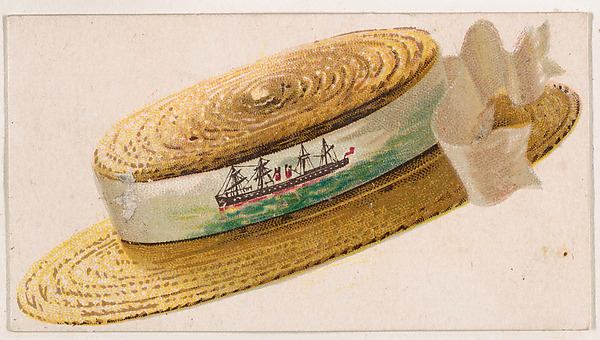 Straw hat, from the Novelties series (N228, Type 5) issued by Kinney Bros.