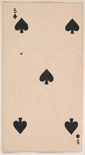 Five of Spades, from the Transparent Playing Cards series (N220) issued by Kinney Bros.