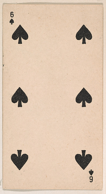 Six of Spades, from the Transparent Playing Cards series (N220) issued by Kinney Bros.