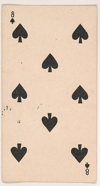 Eight of Spades, from the Transparent Playing Cards series (N220) issued by Kinney Bros.