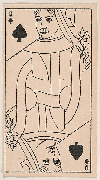 Queen of Spades, from the Transparent Playing Cards series (N220) issued by Kinney Bros.