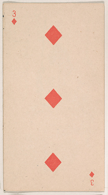Three of Diamonds, from the Transparent Playing Cards series (N220) issued by Kinney Bros.