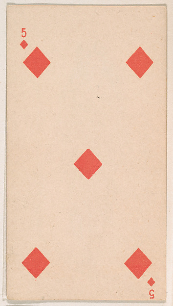 Five of Diamonds, from the Transparent Playing Cards series (N220) issued by Kinney Bros.