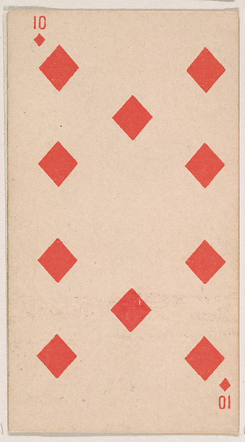 Ten of Diamonds, from the Transparent Playing Cards series (N220) issued by Kinney Bros.