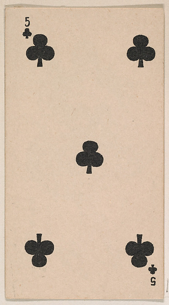 Five of Clubs, from the Transparent Playing Cards series (N220) issued by Kinney Bros.