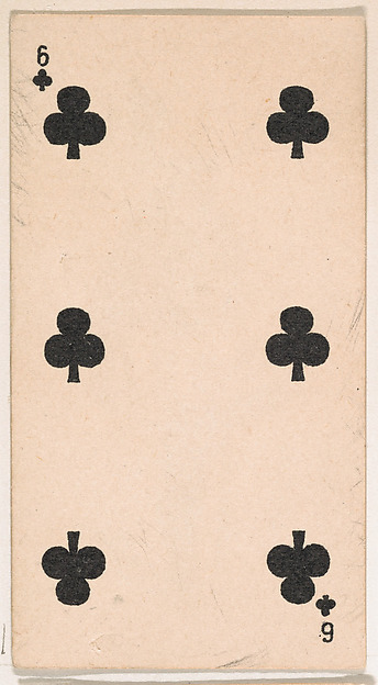 Six of Clubs, from the Transparent Playing Cards series (N220) issued by Kinney Bros.