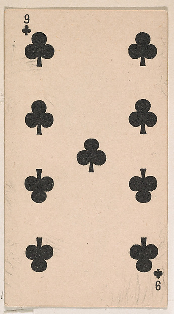 Nine of Clubs, from the Transparent Playing Cards series (N220) issued by Kinney Bros.