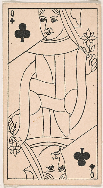 Queen of Clubs, from the Transparent Playing Cards series (N220) issued by Kinney Bros.