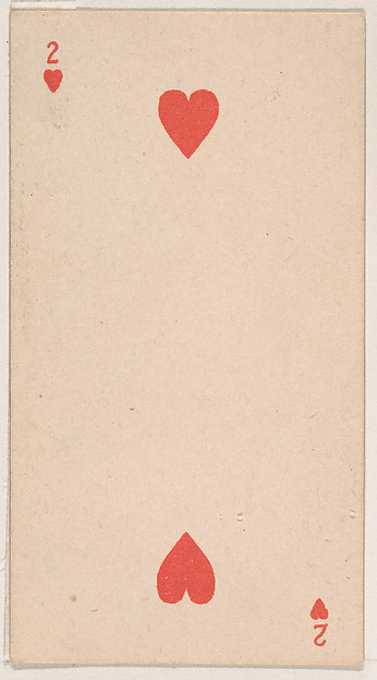Two of Hearts, from the Transparent Playing Cards series (N220) issued by Kinney Bros.