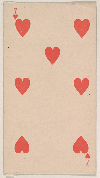 Seven of Hearts, from the Transparent Playing Cards series (N220) issued by Kinney Bros.