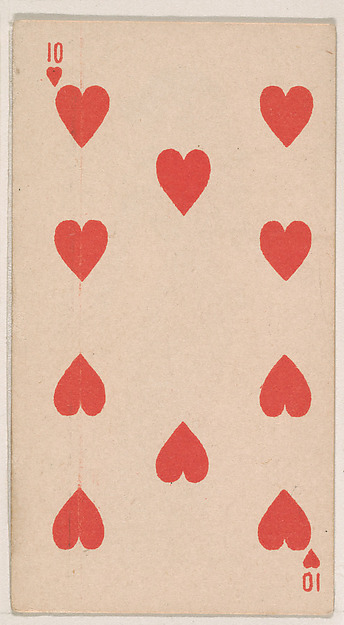 Ten of Hearts, from the Transparent Playing Cards series (N220) issued by Kinney Bros.
