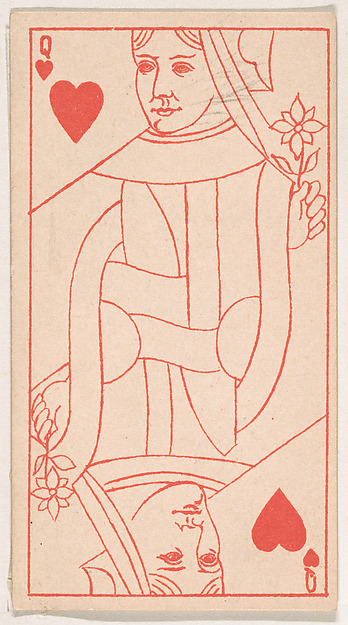 Queen of Hearts, from the Transparent Playing Cards series (N220) issued by Kinney Bros.